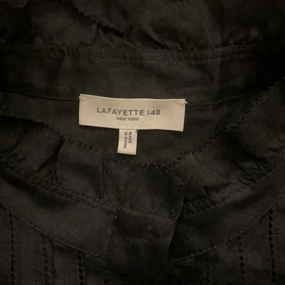 LAFAYETTE 148 Raines Ruffled Black Blouse NWOT Size Small - Picture 6 of 11